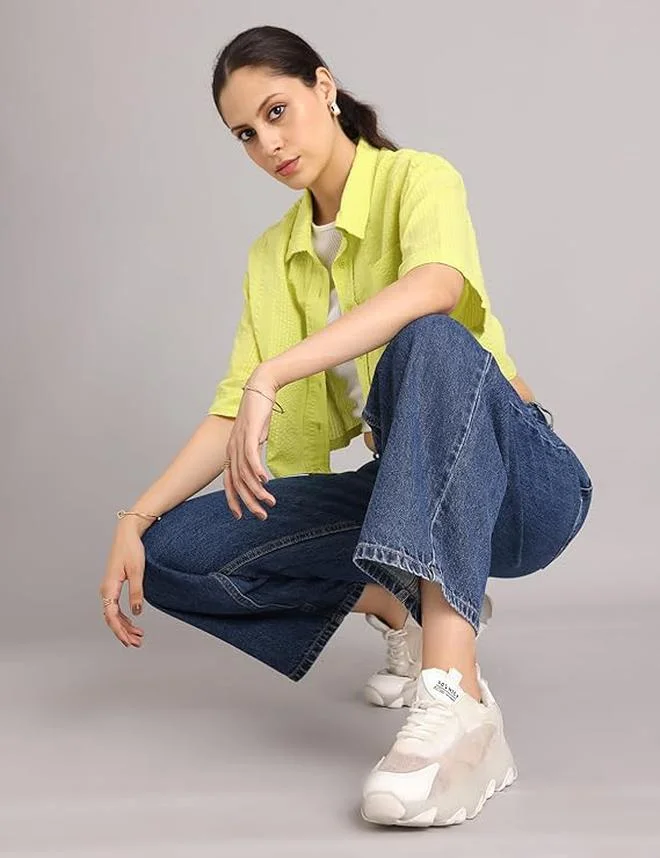 inkd Denim Divine Women's Baggy Fit Jeans - Mid-Rise | 100% Cotton | Jeans for Women for Women | Best Price UAE